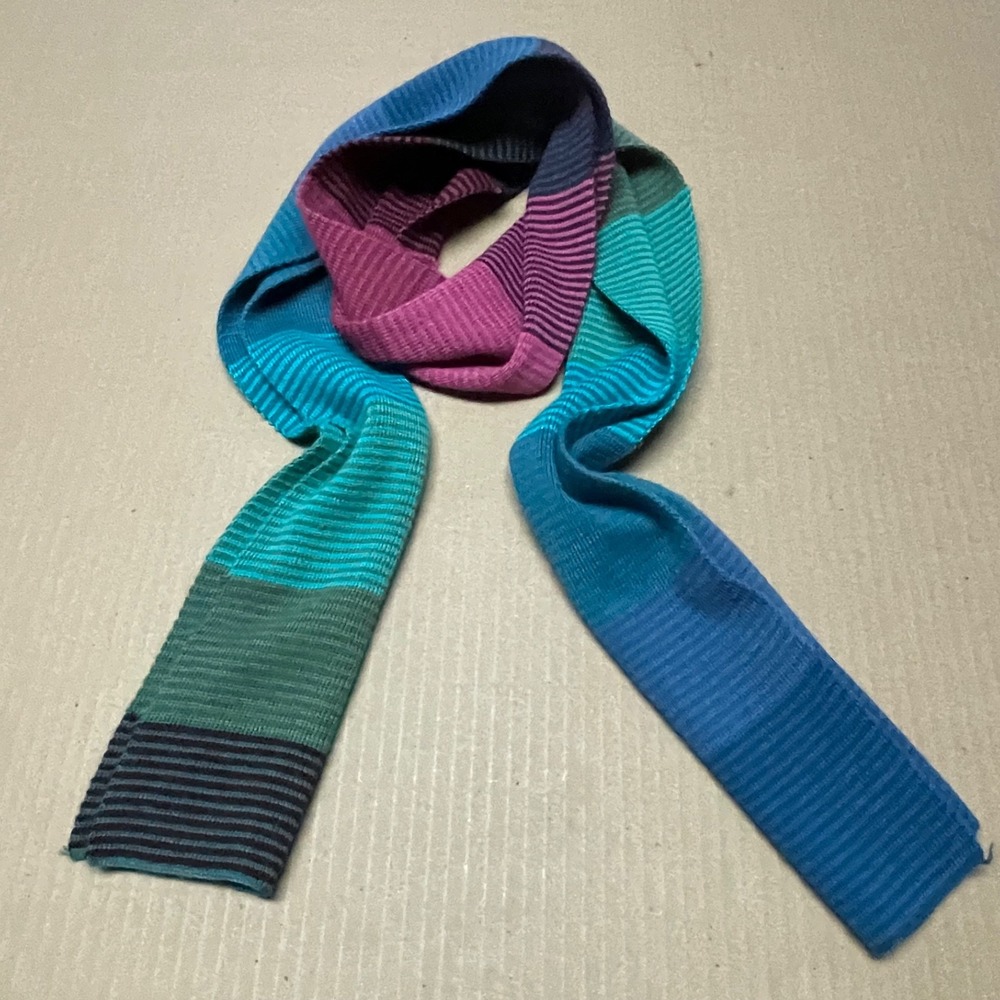 Color Blocked Striped Acrylic Rainbow Scarf 62 x 6.5 Warm & Cool
